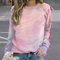 thumbnail image 2 of Colorful Marble Pattern Women's Floral Printed Sweatshirt Long Sleeve Crewneck Casual Loose Vintage Graphic Pullover Tops, 2 of 7