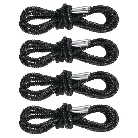 

Uxcell 4pcs Rhinestone Shoe Laces 47 Length Bling Crystal Shoe Laces for Sweatpants Shorts Sneakers Black