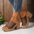 thumbnail image 2 of Dakaela Women's Chunky Heeled Sandal Leather Platform Wedge Slides Arch Support Dress Slip on Pumps, 2 of 7