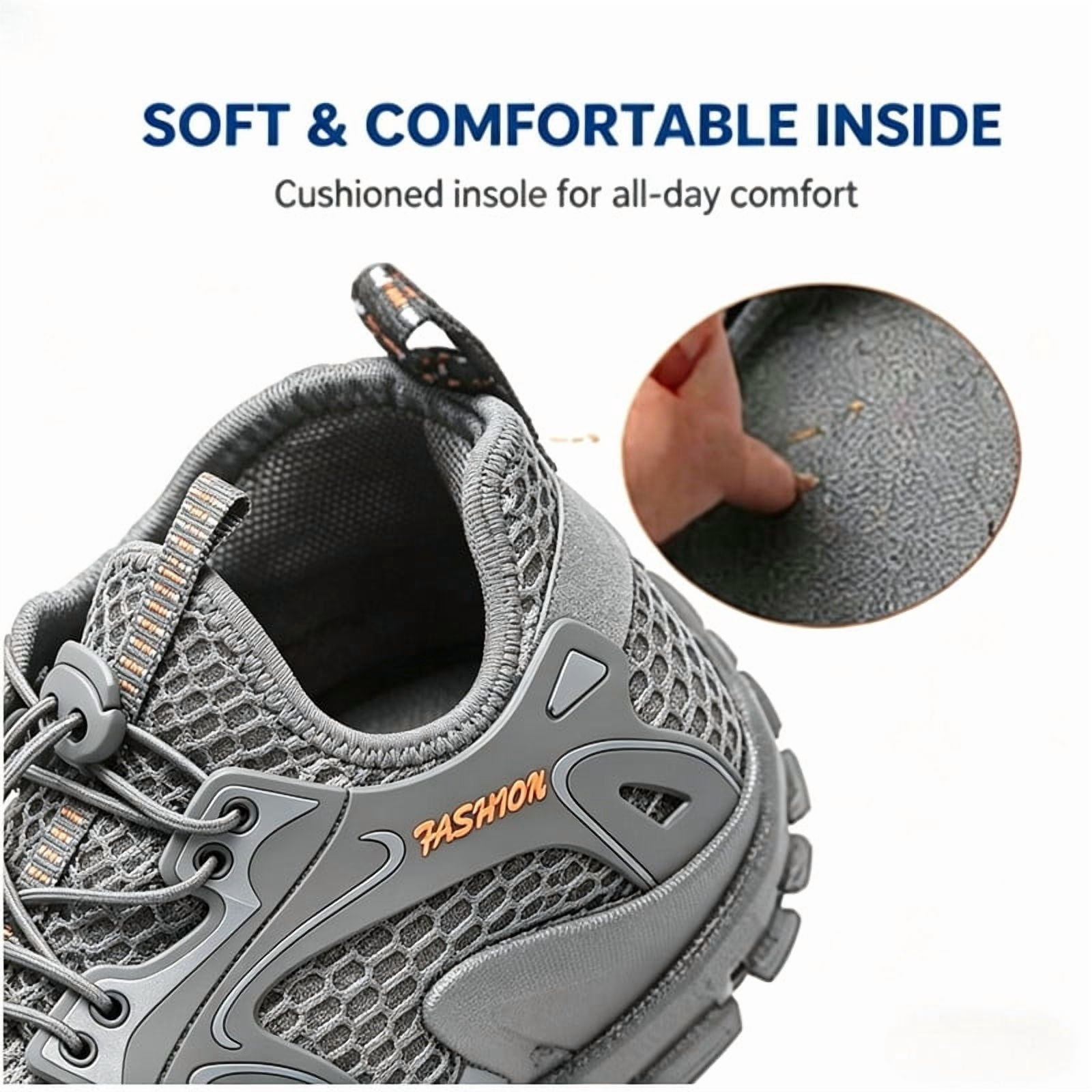 CHICVOMEY Comfortable Sneakers for Men Lightweight Breathable Slip-On Hiking Shoes Non-slip Wear Resistant Outdoor Sneakers Ideal for Summer Beach and Camping