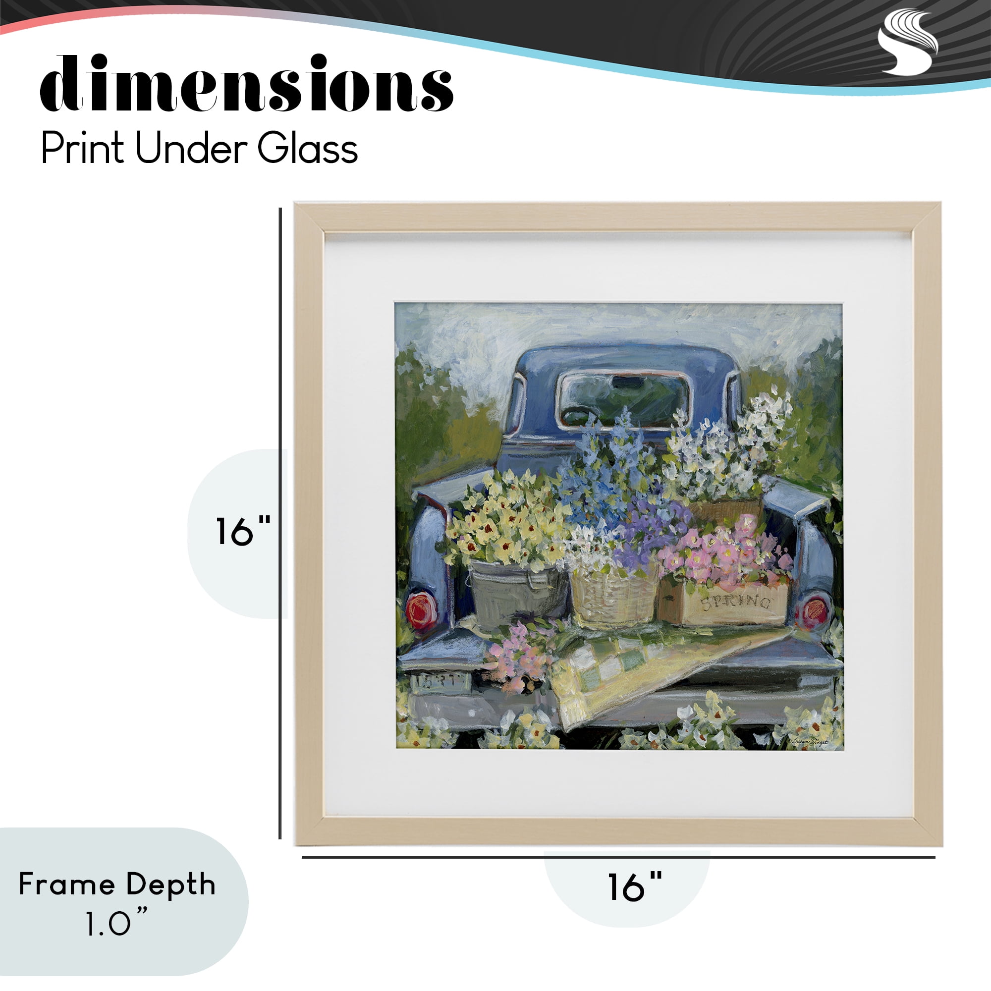 Stupell Industries Truck Bed with Flowers Birch Framed Print Under Glass, design by Susan Winget