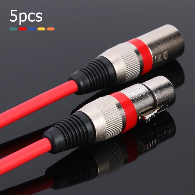 Cable De Audio Xlr 5pcs 3Pin XLR Cable Macho a Hembra Foil+Cable de Audio Blindado Trenzado (1 m)