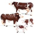 thumbnail image 1 of Set a Estatuilla de ganado, figura de ganado Simmental simulada, figuras familiares de vacas de granja de plástico realistas, Juego de 4 (marrón y blanco), 1 of 5