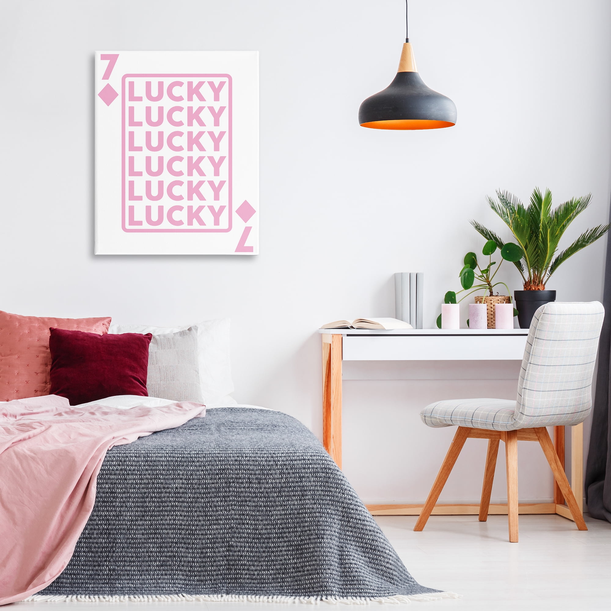 Stupell Industries Lucky Seven of Diamonds Entertainment Painting Wrapped Canvas Art Print Wall Art, 30 x 40