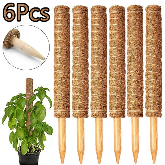 Elbourn 40CM Coir Totem Pole Moss Stick Fibre Plant Climbing Plant Support Totem Pole for Plant Support, Climbing Plants (6Pc)