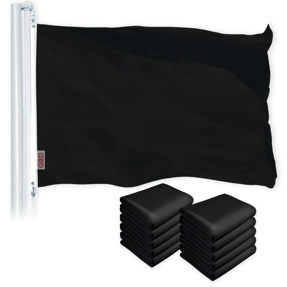 Solid Black Color Flag 3x5FT 10-Pack Printed 150D Polyester By G128