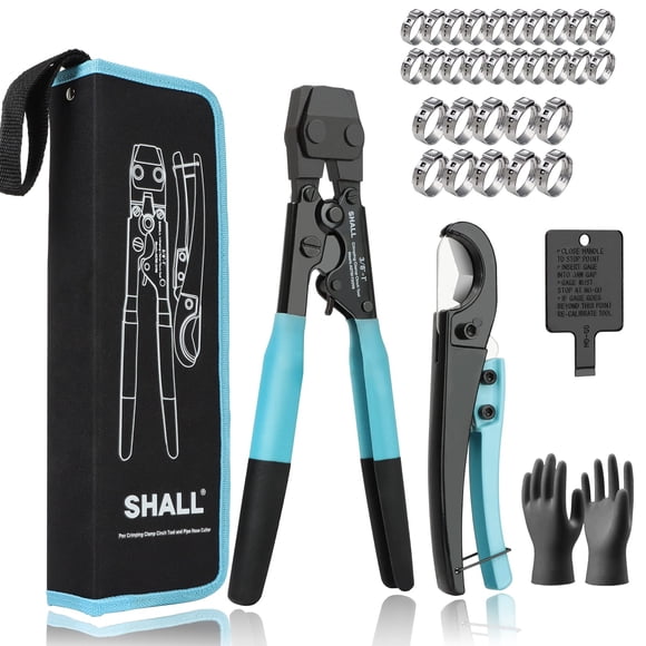 SHALL Pex Crimping Clamp Cinch Tool and Pipe Hose Cutter, Pipe Fitting Crimper Tool Kit Meets ASTM F2098 for 3/8" to 1"
