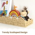 thumbnail image 3 of Sunlit Scalloped Nursery Bookshelf, Set of 4, Picture Ledge Shelf for Wall Decor, Woven Straw Paper Floating Shelves for Books, Toys, Photo Frames, Nursery, Boho Modern Farmhouse Book Shelf, 3 of 8