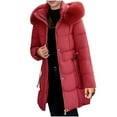 thumbnail image 4 of Lenago Winter Clothing for Women Casual Colored Long-Sleeved Hooded Jacket Lightweight Puffer Jacket(Red XL), 4 of 8