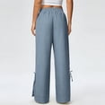 thumbnail image 2 of Juslio Linen Pants Women Comfortable Drawstring High Waist Casual Wide-Leg Pants, 2 of 8