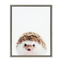 Kate and Laurel Sylvie Hedgehog Animal Print Portrait Framed Canvas Wall Art by Amy Peterson, 18x24 Gray