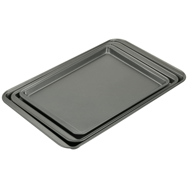 Nifty Solutions Set of 3 Non-Stick Cookie and Baking Sheets – Small, Medium  and Large Pans, Non-Stick Coated Steel 