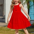 thumbnail image 2 of THDHVS Little Girls Dresses,Flowy Button Down Sleeveless Dress with Tiered Hem and Pockets for Girls Summer Casual Style,Kids Dress Red, 2 of 8