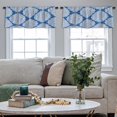 thumbnail image 4 of LALILO Kitchen Curtain Valance Blue And White Ornamental Rod Pocket Window Curtain 52"x 18" Set of 2, 4 of 5