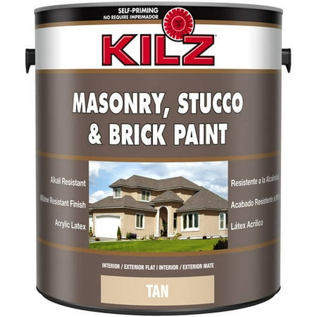 KILZ Interior/Exterior Masonry, Stucco & Brick Flat Paint, 1 (Best Elastomeric Paint For Stucco)