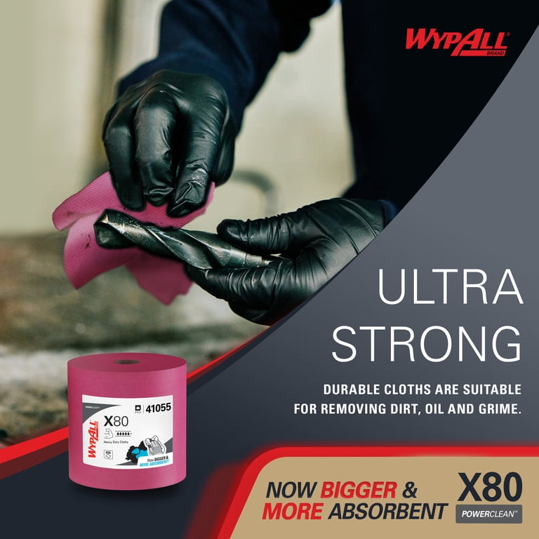 Wypall X80 Heavy Duty Cleaning Disposable Cloths, HYDROKNIT Jumbo