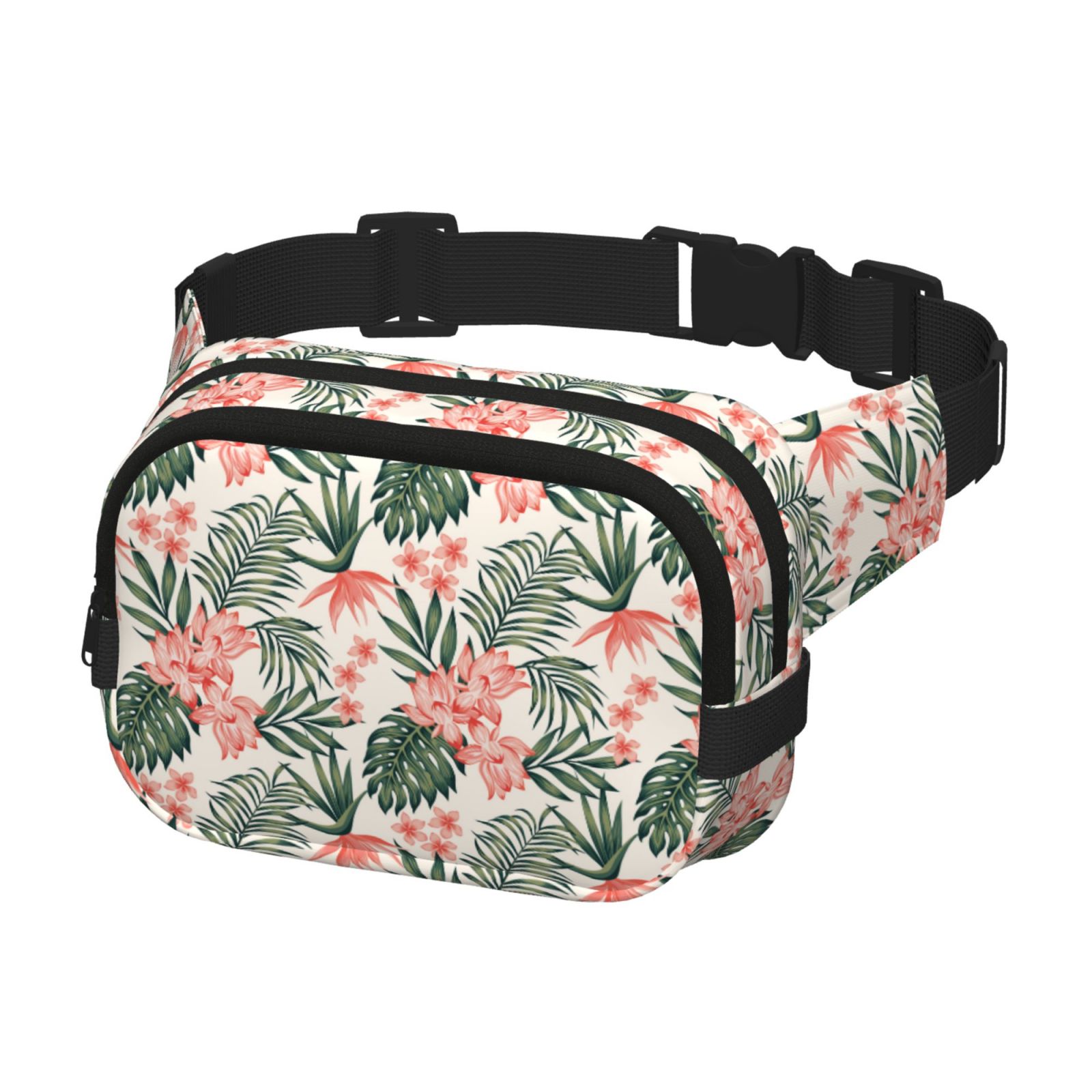 Picia Lilies Flowers Print Square Double-Layer Waist Bag Mini Adjustable Waist Belt Bag Exercise Running Travel Hiking