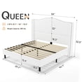 thumbnail image 3 of Merluxy Platform Bed Frame Tall Headboard Upholstered Bed with Velvet Nailhead Trim Arched Wingback,Queen,White, 3 of 9
