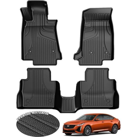 IKABEVEM Car Floor Mats for Cadillac CT5 2020-2024 All Weather TPE Rubber Floor Liners Carpets