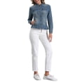 thumbnail image 2 of Chaquetas de mezclilla para mujer INSPIRE CHIC con cuello alto, mangas largas, chaquetas de jean cortas, azul vintage, XL, 2 of 6