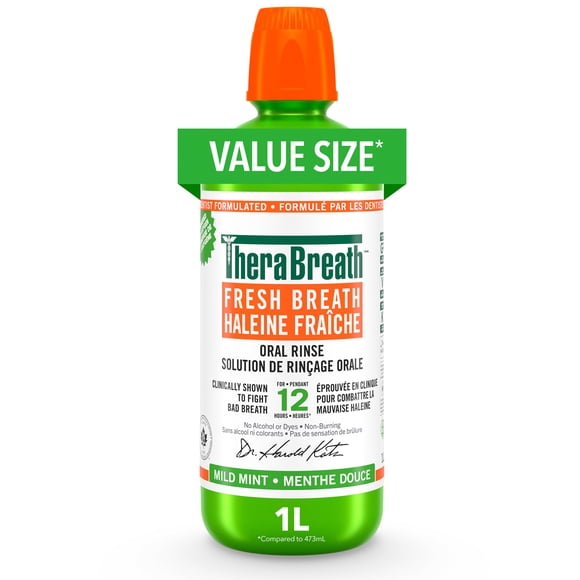 TheraBreath Fresh Mouthwash, Daily Mouthwash for Oral Hygiene, up to 12 Hours of Fresh Breath, Mild Mint, Value Size