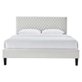 thumbnail image 4 of Platform Bed Frame, Twin Size, Grey Gray, Velvet, Modern Contemporary, Bedroom Master Guest Suite Room, 4 of 10