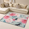 thumbnail image 1 of DouZhe Vintage Pink Roses Butterflie Pattern Area Rugs Non-Slip Machine Washable Floor Mat, Style Carpet Doormat, 63x48 inches, 1 of 6