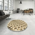thumbnail image 3 of Ahgly Company Indoor Round Patterned Khaki Gold Area Rugs, 5' Round, 3 of 6
