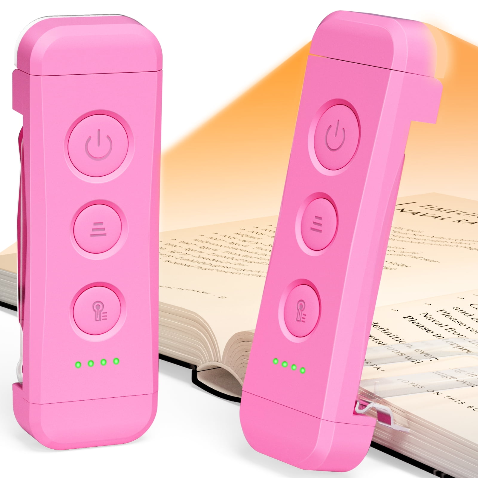 Glocusent USB Rechargeable Book Light for Bed, Mini Portable Clipon Reading Light, 3 Amber