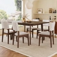 thumbnail image 3 of Harper & Bright Designs Dining Table Set for 6, 7 Pieces Rectangular Solid Wood Table Set with Upholstered Chairs for Kitchen Dining Room, Dark Walnut, 3 of 18