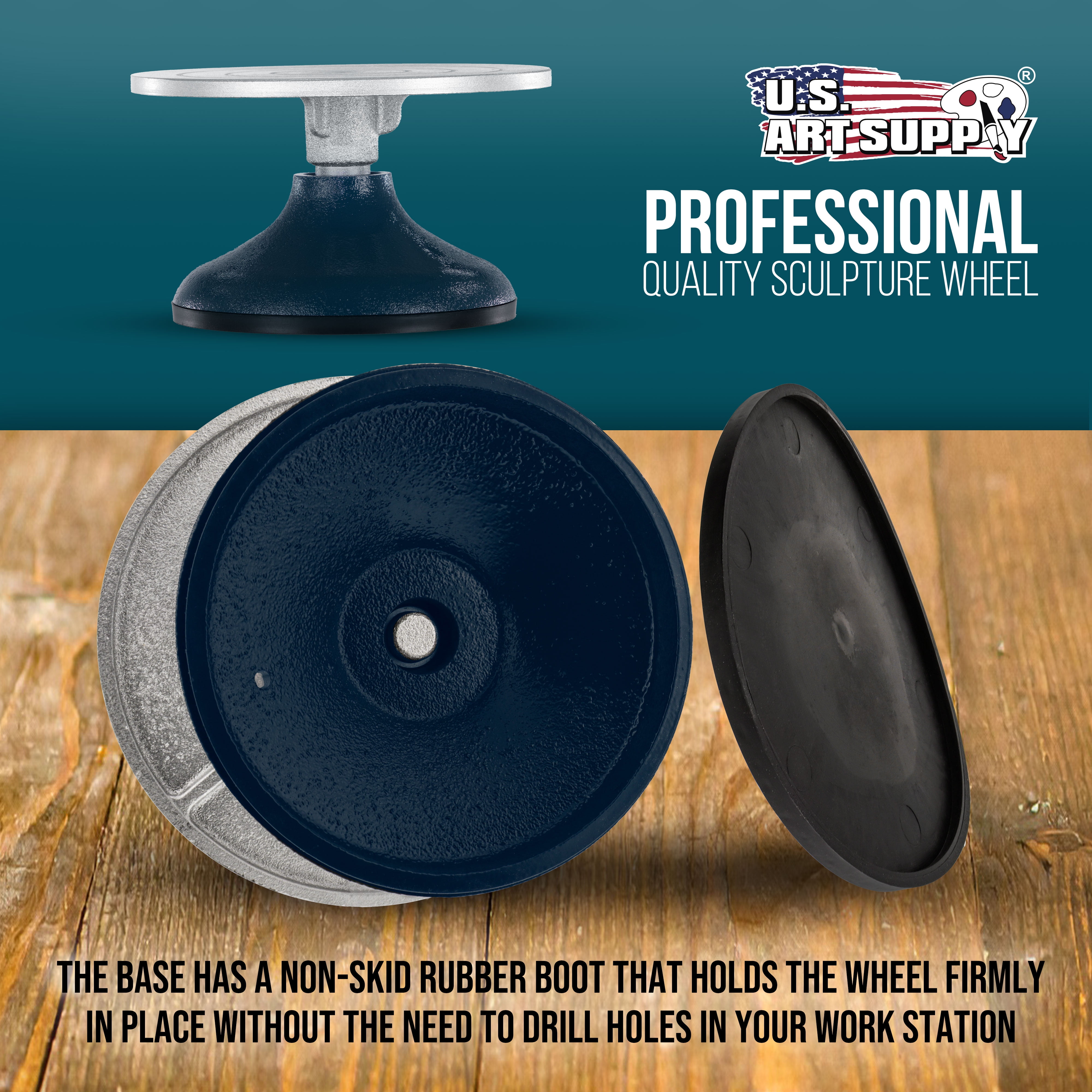 US Art Supply® 7” Diameter Sculpting Wheel- Heavy Duty All Metal Construction