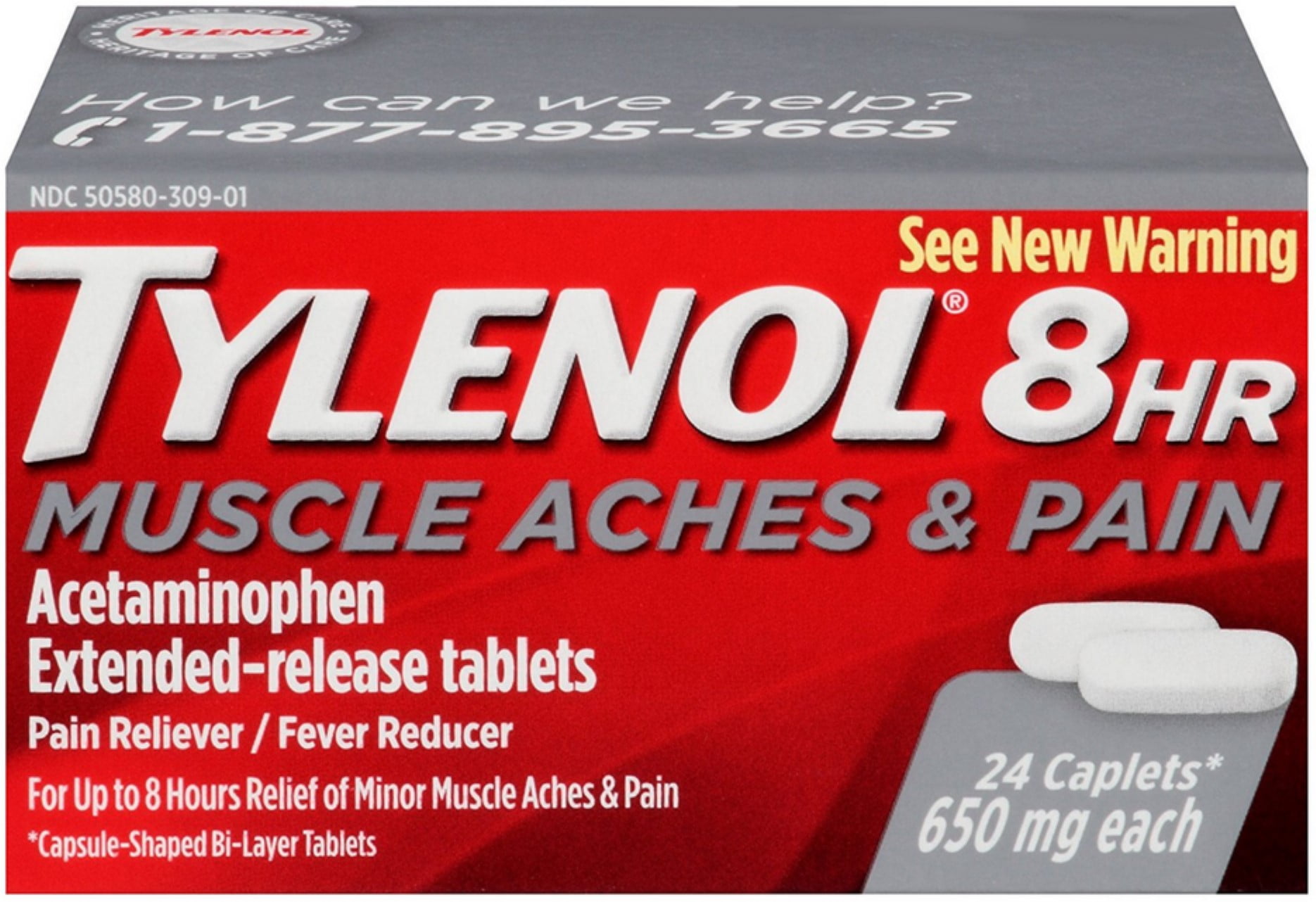 TYLENOL 8 Hour Muscle Aches & Pain Caplets, 24 ea (Pack of 2)