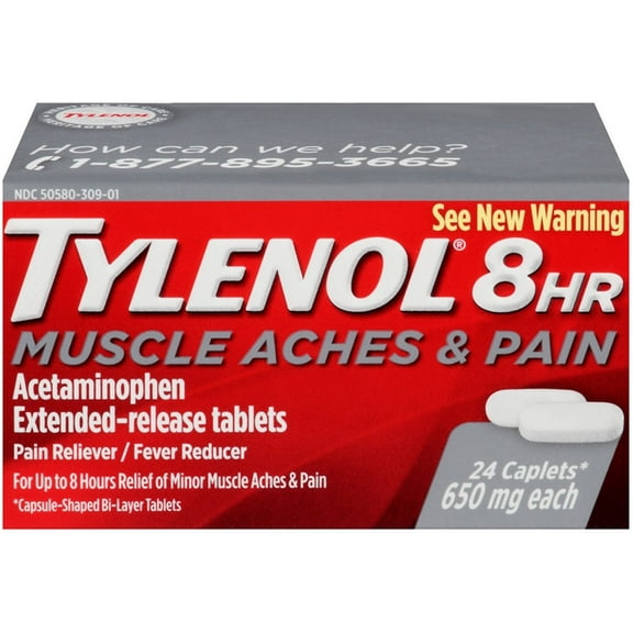 TYLENOL 8 Hour Muscle Aches & Pain Caplets, 24 ea (Pack of 2)