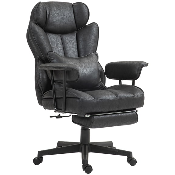 Homiyad 396lbs. Big and Tall Office Chair, Executive Office Chair with Footrest, Lumbar Support, and Reclining Function, Black