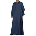 thumbnail image 1 of Men's All-Season Muslim Thobe - Solid Color, Button Hooded Design, Polyester Fabric, Long Robe with Pocket for Daily Wear, 1 of 6