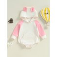 thumbnail image 2 of FEORJGP Toddler Baby Girl Boy One-piece Hooded Rompers 0 3M 6M 12M 18M Infant Long Sleeve Sweatshirts Jumpsuits Casual Contrast Color Hoodies Bodysuitle Boys Girls Fashion Comfy Cute Clothes, 2 of 7