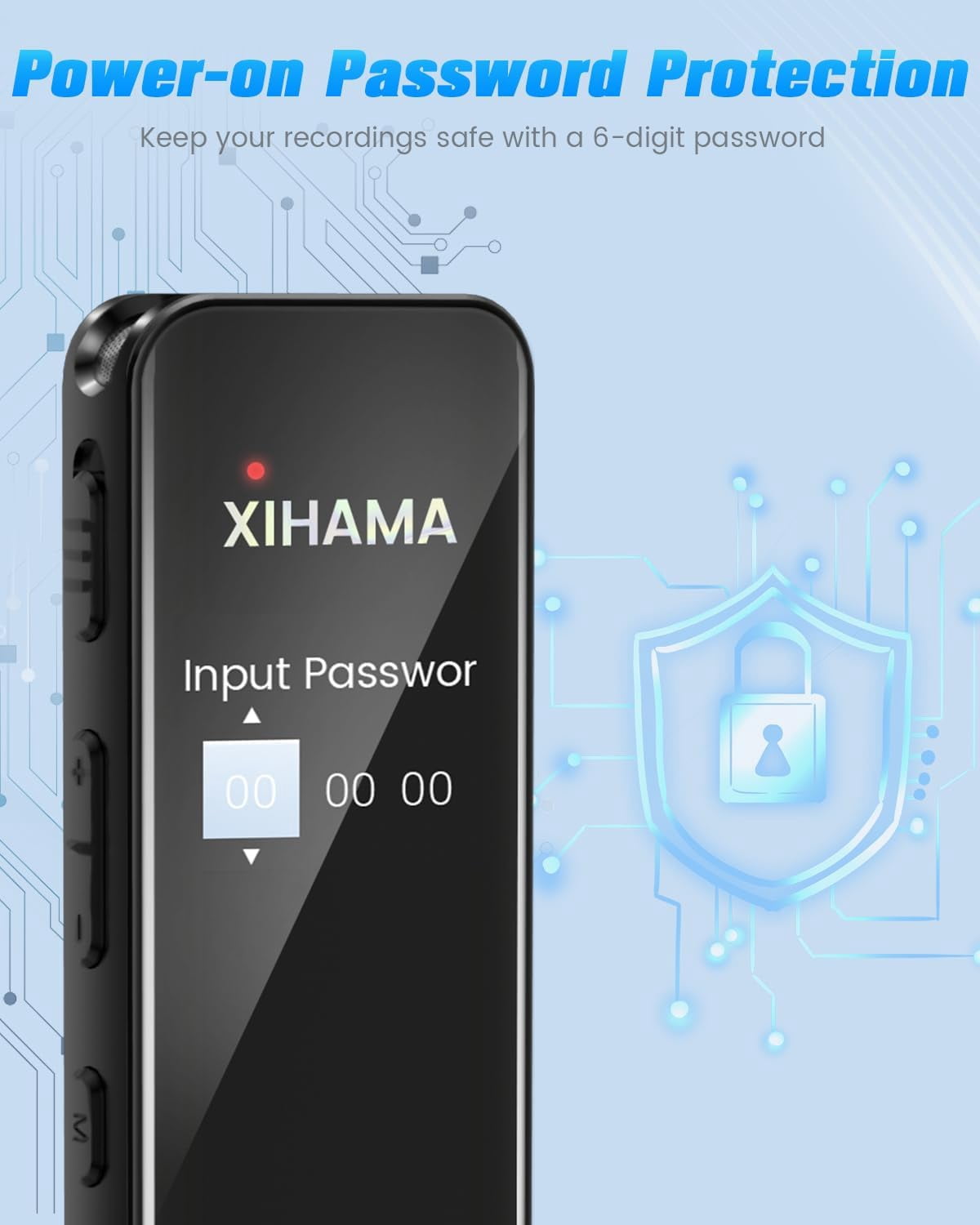 64GB Digital Voice Recorder with Playback, A-B Repeat, Variable Speed Play, Voice Activated Recorder for Lectures, Recording Monitoring, Password Protection, Recording Device, Digital Audio Recorder