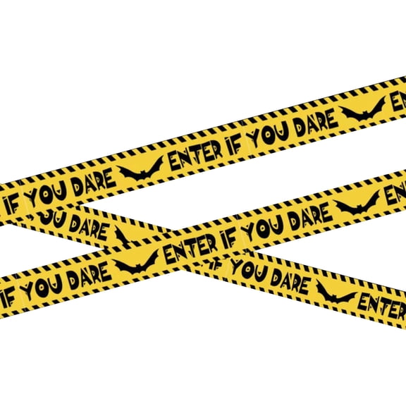 Halloween Caution Tape, Spooky Halloween Theme, 1 Roll for Halloween Haunted House Decorations, Waterproof Yellow Warning Tape with Enter If You Pattern for Indoor Outdoor Spooky Atmosphere Part