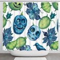 thumbnail image 1 of Whimsical Halloween Shower Curtain - Spooky Skulls & Pumpkins Design, 1 of 4