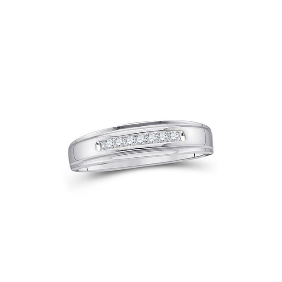 FB Jewels 14kt White Gold Mens Round Diamond Channel-set Wedding Anniversary Band Ring 1/12 Cttw