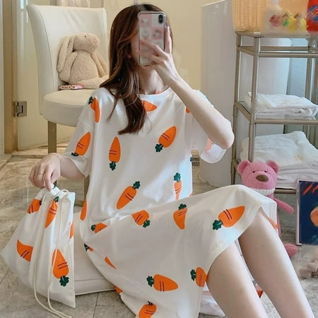 

Girlsshop Women Short Sleeve Cartoon Print Sleepdress Nightwear Loungewear Pajamas