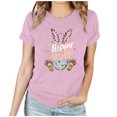 thumbnail image 2 of UPPADA Femmes Heureux Easter T-Shirt Bunny Lapin Graphique T-Shirt Manche Courte Drôle Lettres Imprimées Chemises Manche Courte Col Rond Tuniques Hauts Rose,m, 2 of 5