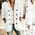 thumbnail image 4 of Cmfcve Women's Denim Jacket Ruffled Trim Long Sleeve Jean Coat Double Breasted Casual Outwear with Pockets, 4 of 8