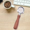 thumbnail image 2 of 54MM Stainless Steel Coffee Machine Bottomless Filter Holder Portafilter Wooden Handle Professional Accessory, 2 of 10