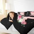 thumbnail image 4 of Manfei Kawaii Pig King Size Comforter Sets,Rustic Flower Floral Bedding Comforter Set,Pink Black Bedding Set For Kids Girl,Breathable Home Decor Reversible,3 Pieces, 4 of 8