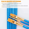 thumbnail image 2 of Pinceles Para Oleo Acrílico Acuarela 10 Pzs Azul Con Dorado, 2 of 5
