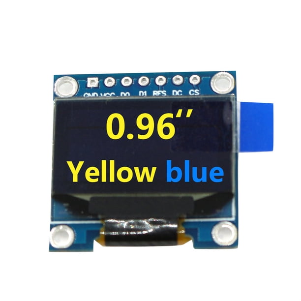 Matsuzay Módulo OLED 7 pines GND 0,96 pulgadas SSD 1306 SPI 128*64 Tablero de pantallas de alta definición Mini pantallas LED autoluminosas Electrónica Amarillo azul