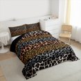thumbnail image 3 of Manfei Leopard Cheetah Print Full Size Comforter Sets, Modern Fashion Bedding Comforter Set, Teens Kids Adult Reversible Bedding Sets, Microfiber Bedroom Decor, 3 Pieces, 3 of 8