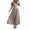 Khaki, variant on Summer Maxi Dress for Women Floral Print Sleeveless Strap V Neck Bodycon Casual Beach Vacation Sundress Size L