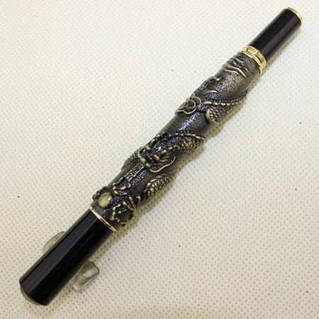 Luxury Fountain Pen Chinese Dragon / Loong Bronze Basso-relievo with Medium Nib Pen for Signature